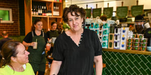 Michele Curtis,owner of cafe Frankie’s Top Shop. Cafes and restaurants adding card surcharges onto cost. Frankies does not do this and absorbs the cost.