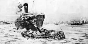 An artist’s impression of the Greycliffe ferry disaster as published in the Sydney Mail. 