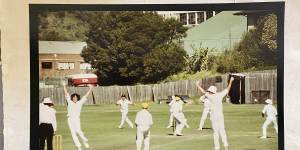The author,Duncan Fine,appealing to the umpire while playing for his school first XI.
