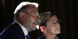 Former prime minister Tony Abbott and his sister,Christine Forster.