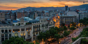 A sunset view of Barcelona,one of the world's most vibrant and avant-garde cities.