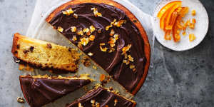 Helen Goh's ricotta cake with amaretto raisins and chocolate ganache.