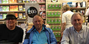 Austin Robertson with Doug Walters and Ian Chappell at his book launch.