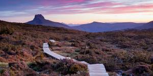 Dazzling dusk skies:being the slowest can have its perks on the Overland Track.