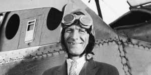 “Royal Australian Air Force pilot Mr Terry standing next to his plane,New South Wales,4 June 1927.”