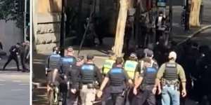 ‘You are not welcome in this city’:Police move neo-Nazis on from CBD