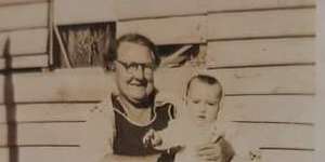 Joey Warren with his grandmother in 1944.