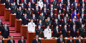 Chinese leaders and delegates attend the closing ceremony of the 20th National Party Congress in 2022. 