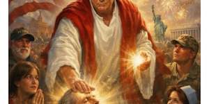 The AI-generated image posted by Trump showing himself as a messianic figure.