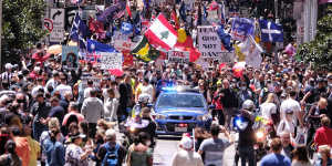 Protest against the Pandemic Bill in Melbourne,Saturday,November 27,2021. 