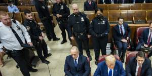 Former president Donald Trump attends his criminal trial at the New York State Supreme Court in New York.