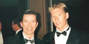 Stephen Brook (left) and Grant in 1998.