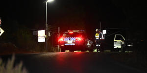 Police at the scene of the collapse at a mine in Ballarat trapping two miners.