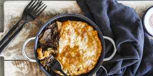 Make these mushroom stroganoff pot pies in any ovenproof dish you like.