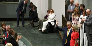 Bill Shorten and wife Chloe after the Labor veteran delivered his valedictory speech.