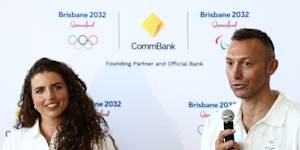 Gold medal winners Jess Fox and Ian Thorpe. 