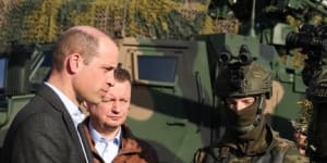 Prince William makes surprise visit to troops in Poland