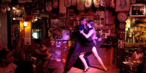 Latin passion:Tango dancers in Montevideo,Uruguay.