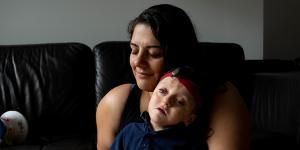 Jennifer Brankin with her 7-year-old son,Alexander,who has Joubert Syndrome.