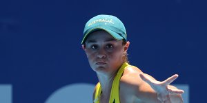 Ash Barty in action at the Tokyo Olympics.