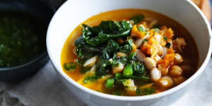 Neil Perry's minestrone with beans and chickpeas.