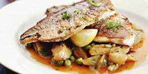 Fish with fennel and peas.