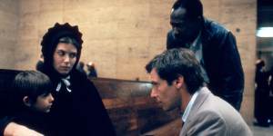 “Once you walk onto the set it’s the same anywhere”:Lukas Haas,Kelly McGillis and Harrison Ford in Witness.