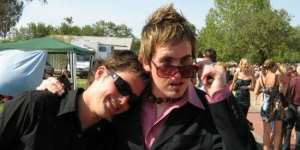 Adam Golding,18,with his friend Rob Glew,17,at the Wodonga Races in 2004.
