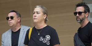 Gisele Pelicot’s sons,David (left) and Florian,and her daughter,Caroline Darian,arrive at the trial of their father in September 2024.