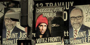 Kelly Betesh on a campaign poster for the Front National party in regional French elections in 2015. 