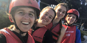 Amanda Bartle and her children,Tiana,Natalya and Jaykob,doing home-school sport. They chose wakeboarding that term.