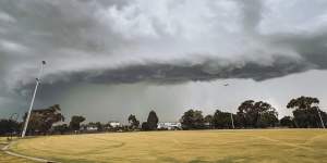 The storm front as seen in Bentleigh East on Tuesday afternoon.