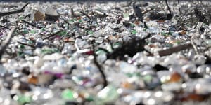 'Floating landfill':huge islands of litter choke Balkan rivers,lakes