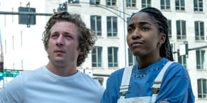 Jeremy Allen White as Carmy and Ayo Edebiri as Sydney in season two of The Bear.
