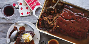 Baking in an ovenproof serving dish makes for a beautiful dessert to serve at the table on Father’s Day.