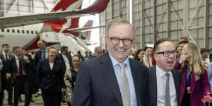 Prime Minister Anthony Albanese with former Qantas CEO Alan Joyce.