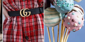 Cheugy:Slogans like “But first,coffee”;The Gucci double “G” belt;cake pops.