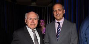 Former prime minister John Howard and NRL chief executive Andrew Abdo