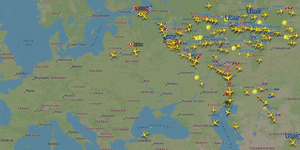 Flights leaving Moscow and St Petersburg following Putin’s announcement of a mobilisation.
