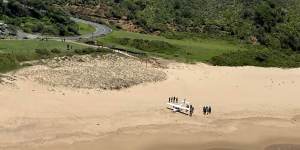 The plane landed on Garie Beach,south of Sydney.