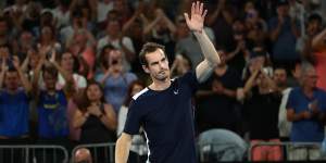 Andy Murray thanks the crowd after losing his first-round match at the Australian Open in 2019.