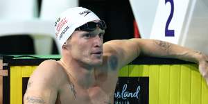 Cody Simpson reacts after his 100m butterfly final. 