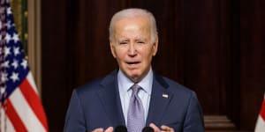 US President Joe Biden speaks during a round table discussion with Jewish community leaders in Washington