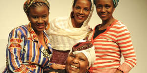 Rosemary Kariuki-Fyfe (bottom) with Yarrie Bangura,Aminata Conteh-Biger and Yordanos Haile-Michael from The Baulkham Hills African Ladies Troupe.