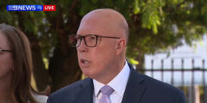 ‘Ask that question again’:Dutton rebukes ABC reporter for Hezbollah question