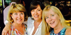 Three sisters:Jacki and Fiona MacDonald with Kylie Thynne.