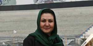 The founder of the Afghanistan women’s team,Diana Barakzai,at the Kabul Cricket Stadium in 2014.