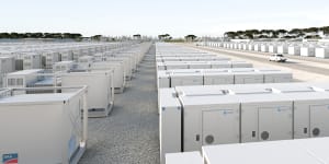 Artist’s image of the Melbourne Renewable Energy Hub,a large battery farm in the city’s west.