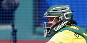 Sayaka Mori bats in the fourth inning against Australia at the Tokyo Olympics in Fukushima on Wednesday. 
