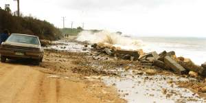 The coastal damage during heavy seas in 1994.
